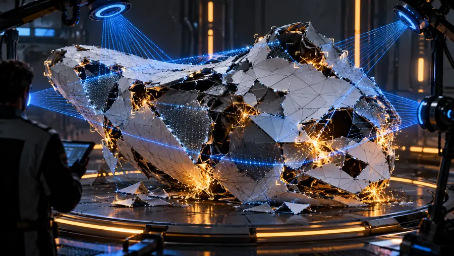 Damaged 3D mesh prepared for AI inspection